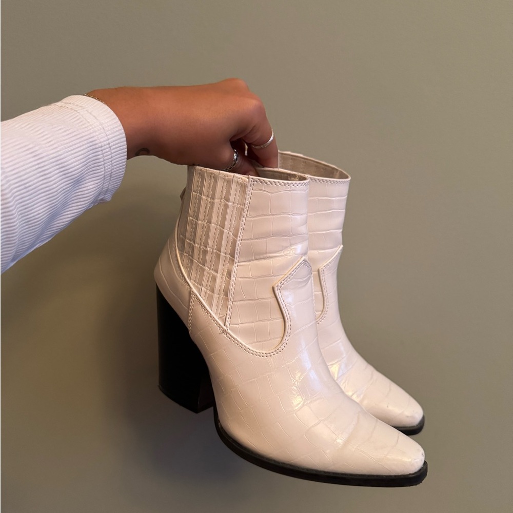 White snakeskin boots
